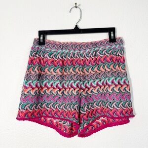 NEW Trina Turk Crochet Zig Zag Shorts Beach Cover Up Boho Size Small